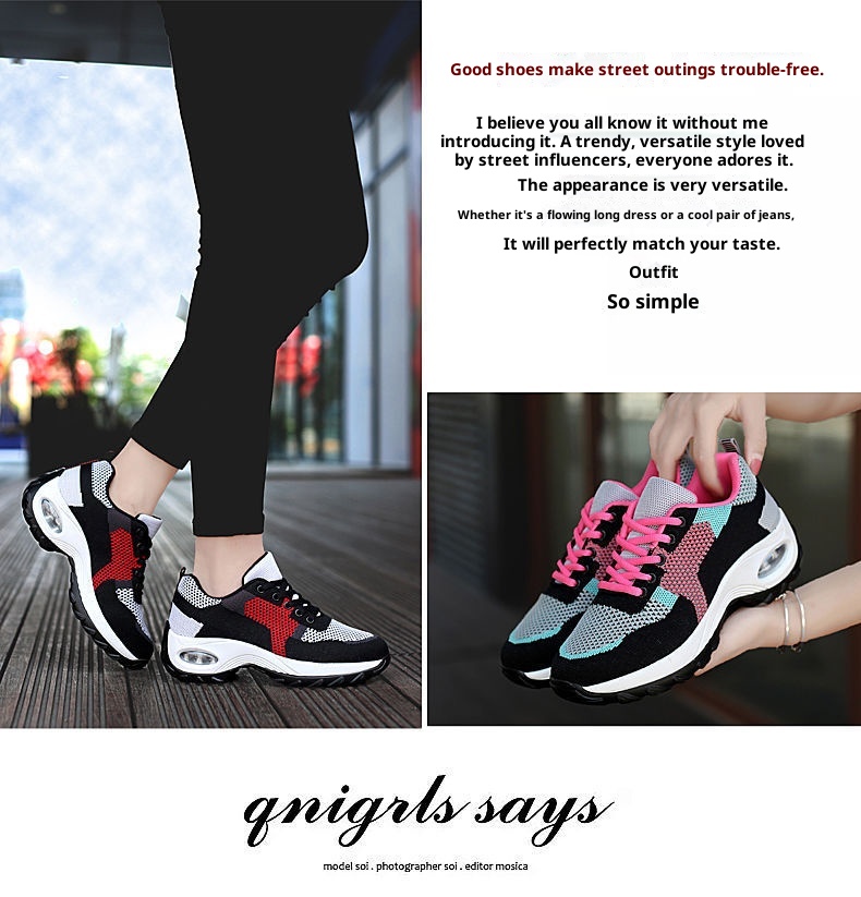 ShoeGlobe Foreign Trade Printemps Été Nouvelles Baskets respirantes en maille avec coussin d'air pour femmes, style maman, rehaussantes et tendance_voghion.com