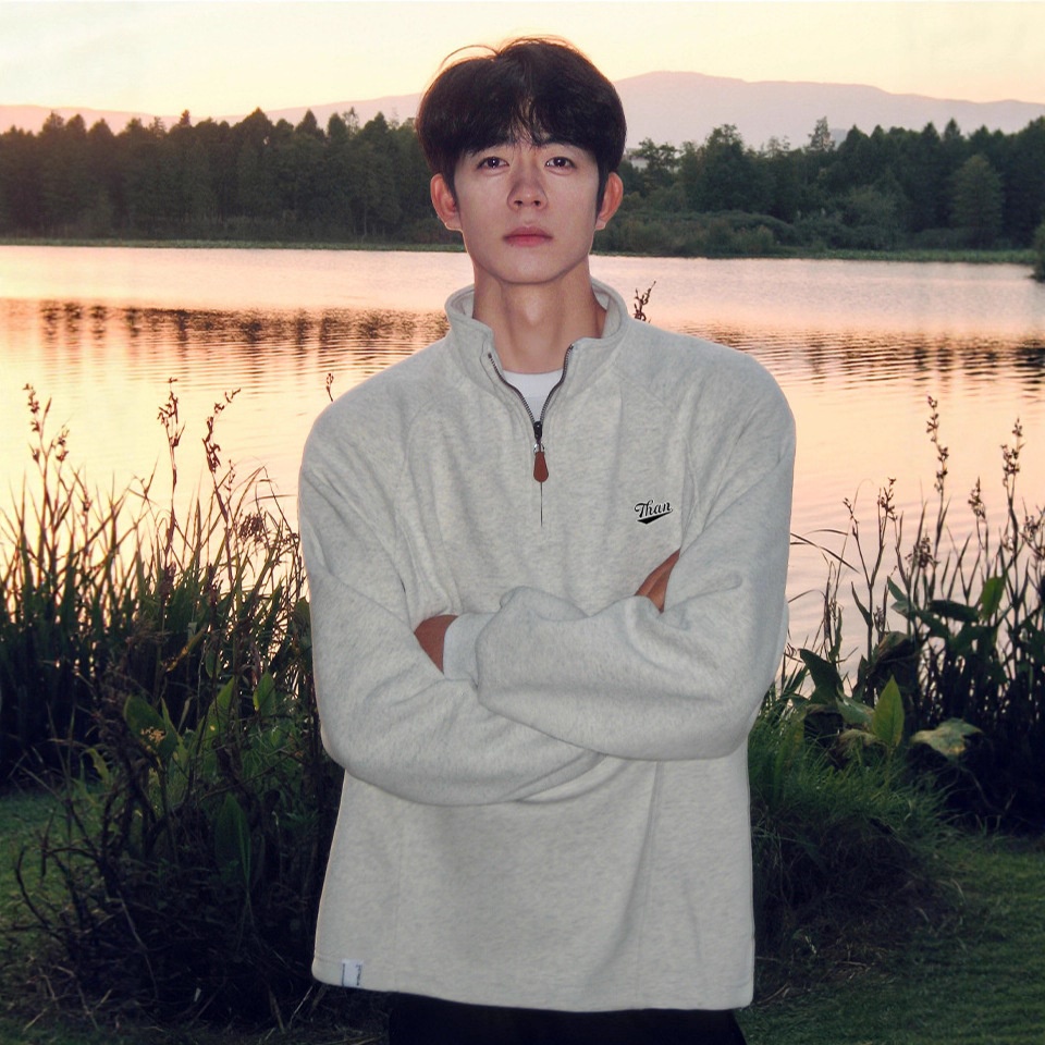 Felpa da uomo con mezza zip e colletto rialzato in stile americano, pesante, senza cappuccio, strato di base a maniche lunghe per l'autunno e_voghion.com