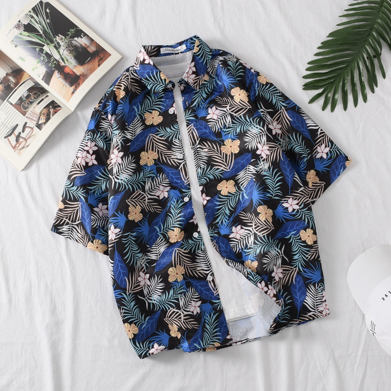 Camicia estiva da uomo ForMen, a maniche corte, ampia e ad asciugatura rapida, stampata, adatta per le vacanze in spiaggia e in viaggio, taglie forti_voghion.com
