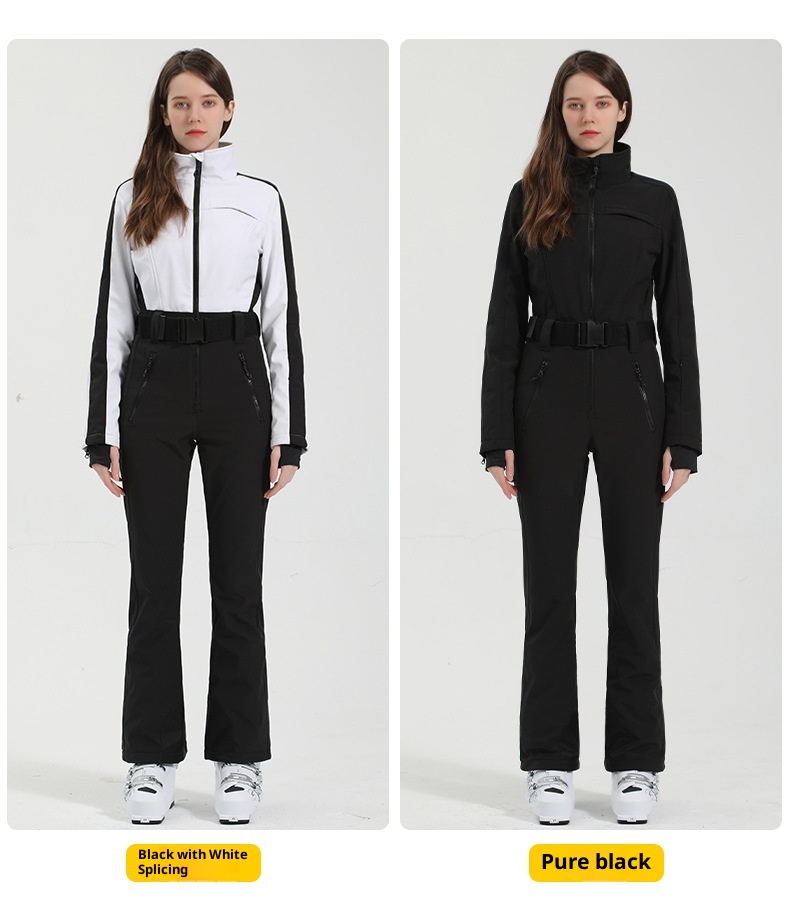 001 Nuova tuta da donna monopezzo professionale impermeabile calda vestibilità slim doppia tavola stile americano giacca da sci transfrontaliera e_voghion.com