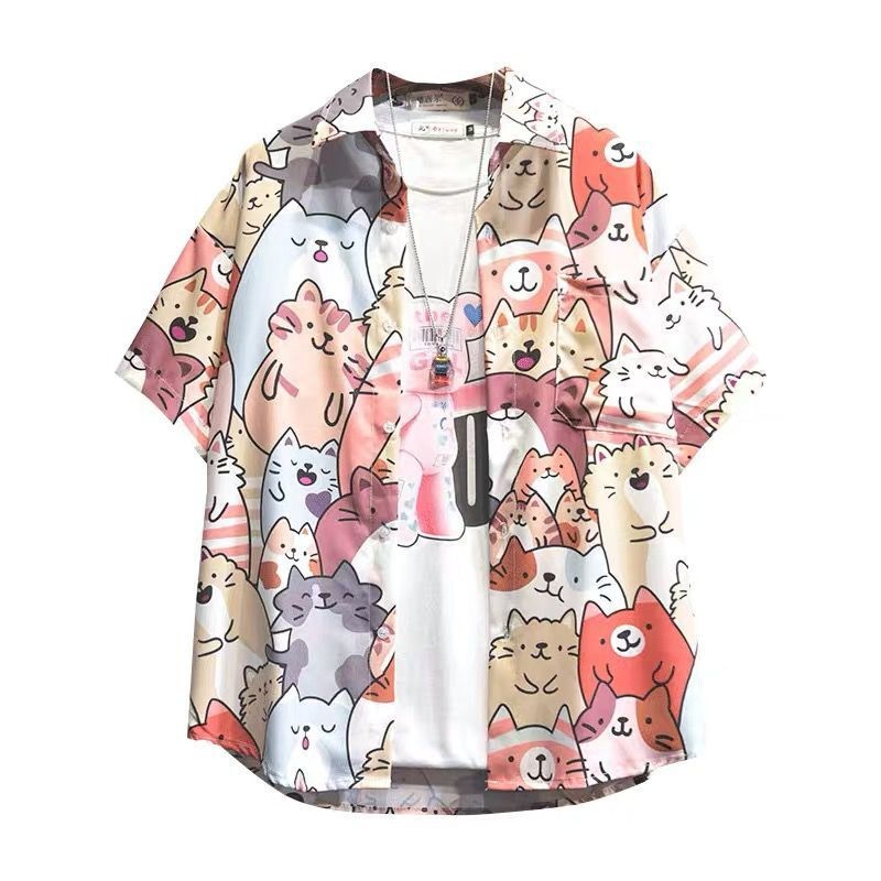 Camicia estiva da uomo ForMen, a maniche corte, ampia e ad asciugatura rapida, stampata, adatta per le vacanze in spiaggia e in viaggio, taglie forti_voghion.com