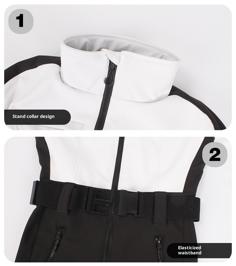 001 Nuova tuta da donna monopezzo professionale impermeabile calda vestibilità slim doppia tavola stile americano giacca da sci transfrontaliera e_voghion.com