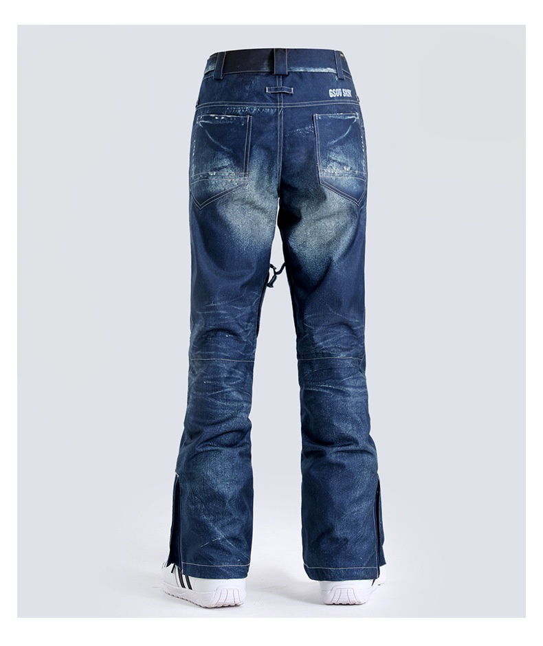 001 Gsousnow Damen-Skihose aus Denim, wind- und wasserdicht, schmal geschnitten, ideal für Reisen im Nordosten der USA, Winter, Outdoor, Snowboarden und Schneeschuhwandern._voghion.com