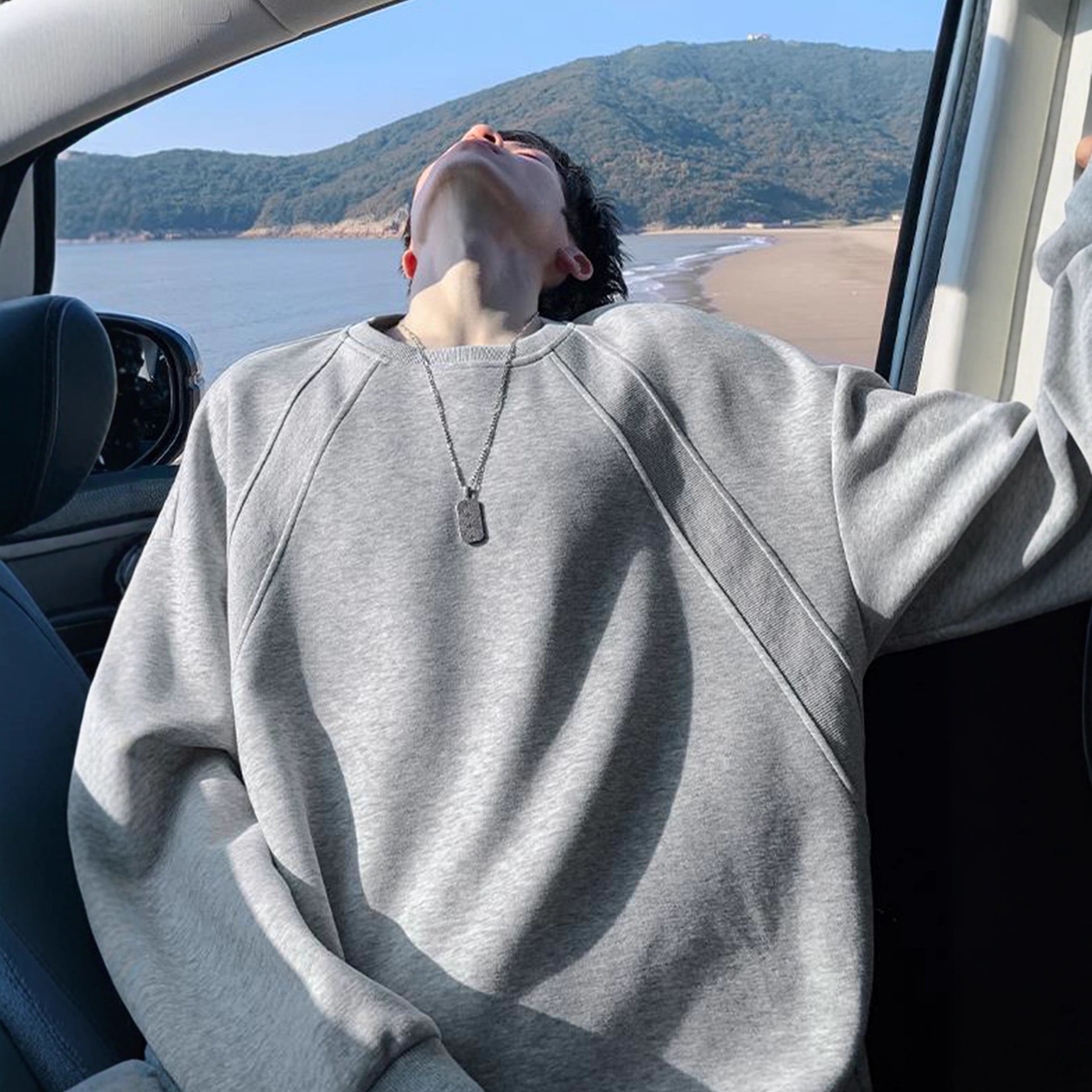 Sweat-shirt ample et épais pour homme, style américain, col rond, coupe classique tendance, idéal pour le printemps et l'automne._voghion.com