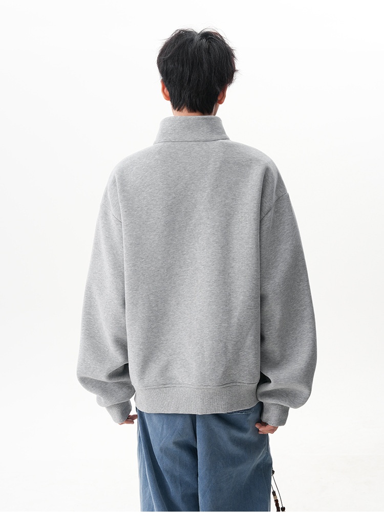 Boy Boy 280G Schweres Sweatshirt im amerikanischen Stil mit Stehkragen für Damen und Herren, lässiger Pullover im Herbst-Design, locker geschnitten_voghion.com