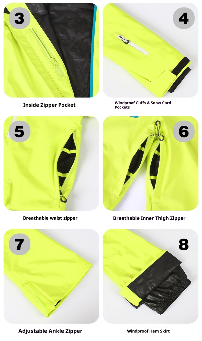 Conjunto de pantalón y traje de esquí profesional de una pieza para mujer, estilo freestyle, resistente al viento, impermeable y de color liso (001). Ideal para snowboard, estilo libre y con doble tabla._voghion.com