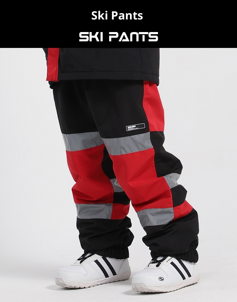 001 Gsousnow Luminous Color Block Snow Unisex 2021 Waterproof Warm Snowboard Pants_voghion.com