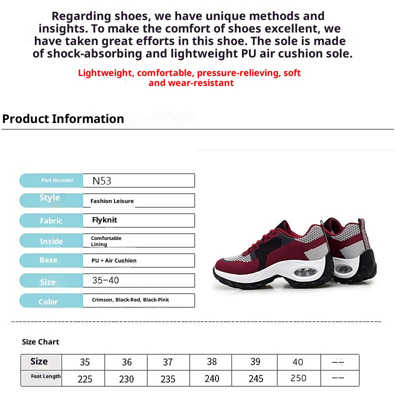 ShoeGlobe Foreign Trade Printemps Été Nouvelles Baskets respirantes en maille avec coussin d'air pour femmes, style maman, rehaussantes et tendance_voghion.com