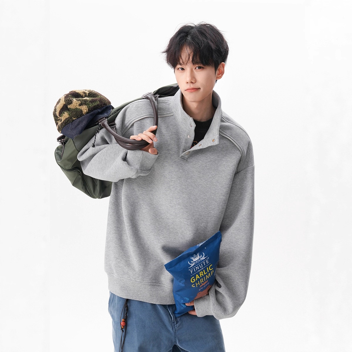 Boy Boy 280G Schweres Sweatshirt im amerikanischen Stil mit Stehkragen für Damen und Herren, lässiger Pullover im Herbst-Design, locker geschnitten_voghion.com