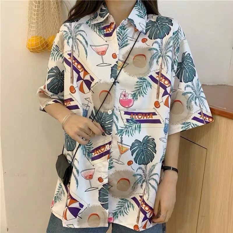 Camicia estiva da uomo ForMen, a maniche corte, ampia e ad asciugatura rapida, stampata, adatta per le vacanze in spiaggia e in viaggio, taglie forti_voghion.com