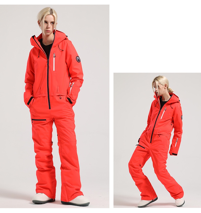 Conjunto de pantalón y traje de esquí profesional de una pieza para mujer, estilo freestyle, resistente al viento, impermeable y de color liso (001). Ideal para snowboard, estilo libre y con doble tabla._voghion.com