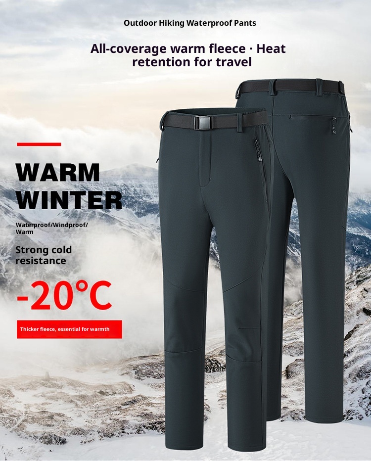 001 Cross-Border Outdoor Soft Shell Fleece-Lined Thickened Winter Warm Skiing Hiking Loose Windproof Waterproof Softshell_voghion.com