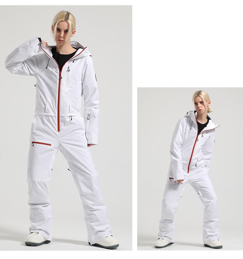 Conjunto de pantalón y traje de esquí profesional de una pieza para mujer, estilo freestyle, resistente al viento, impermeable y de color liso (001). Ideal para snowboard, estilo libre y con doble tabla._voghion.com