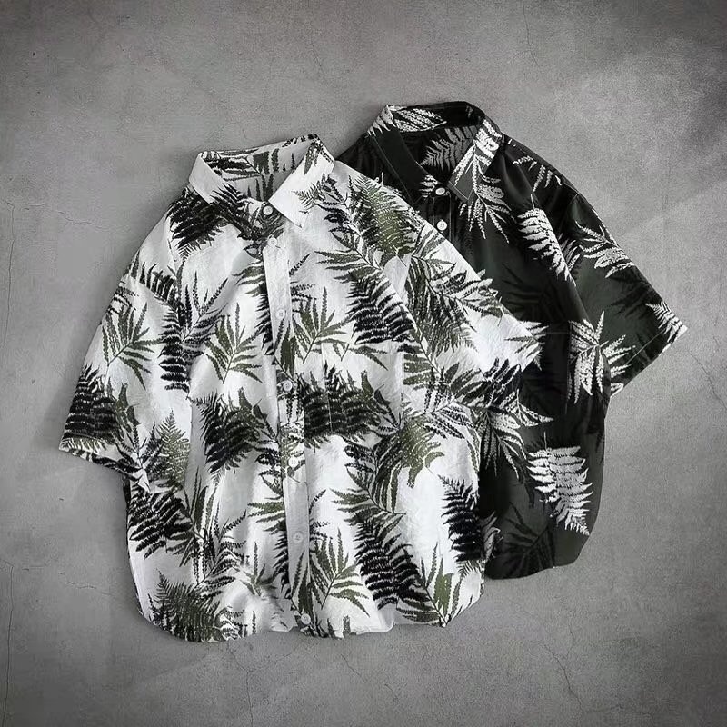 Camicia estiva da uomo ForMen, a maniche corte, ampia e ad asciugatura rapida, stampata, adatta per le vacanze in spiaggia e in viaggio, taglie forti_voghion.com