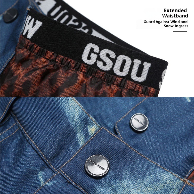 001 Gsousnow Damen-Skihose aus Denim, wind- und wasserdicht, schmal geschnitten, ideal für Reisen im Nordosten der USA, Winter, Outdoor, Snowboarden und Schneeschuhwandern._voghion.com