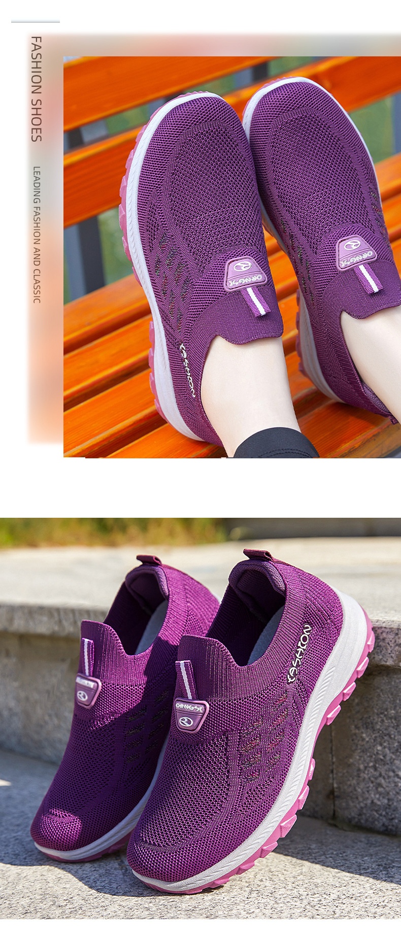 ShoeGlobe 2025 Autumn New Women's Walking, Breathable Slip-On Soft Sole Shoes For Middle-Aged And Elderly Mothers, Wholesale_voghion.com
