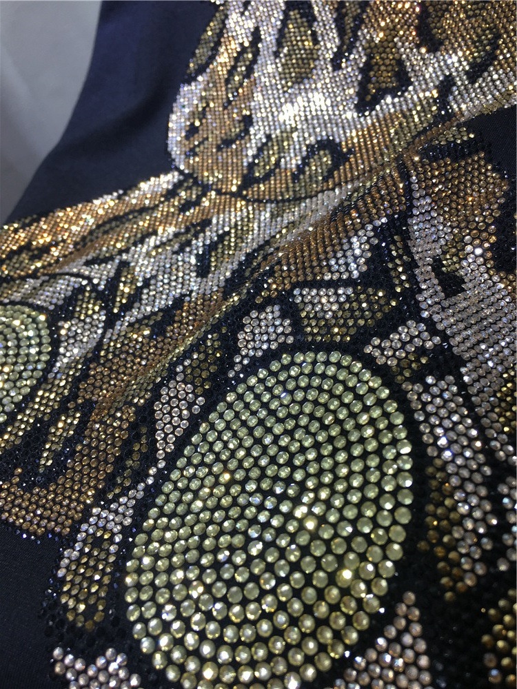 ChicShe Plus Size 1.0-150kg Summer Rhinestone Leopard Print Ruffle Bear Short Sleeve Mid-Length Dress For Women_voghion.com