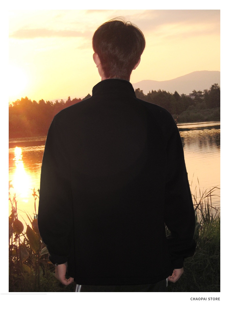 Felpa da uomo con mezza zip e colletto rialzato in stile americano, pesante, senza cappuccio, strato di base a maniche lunghe per l'autunno e_voghion.com