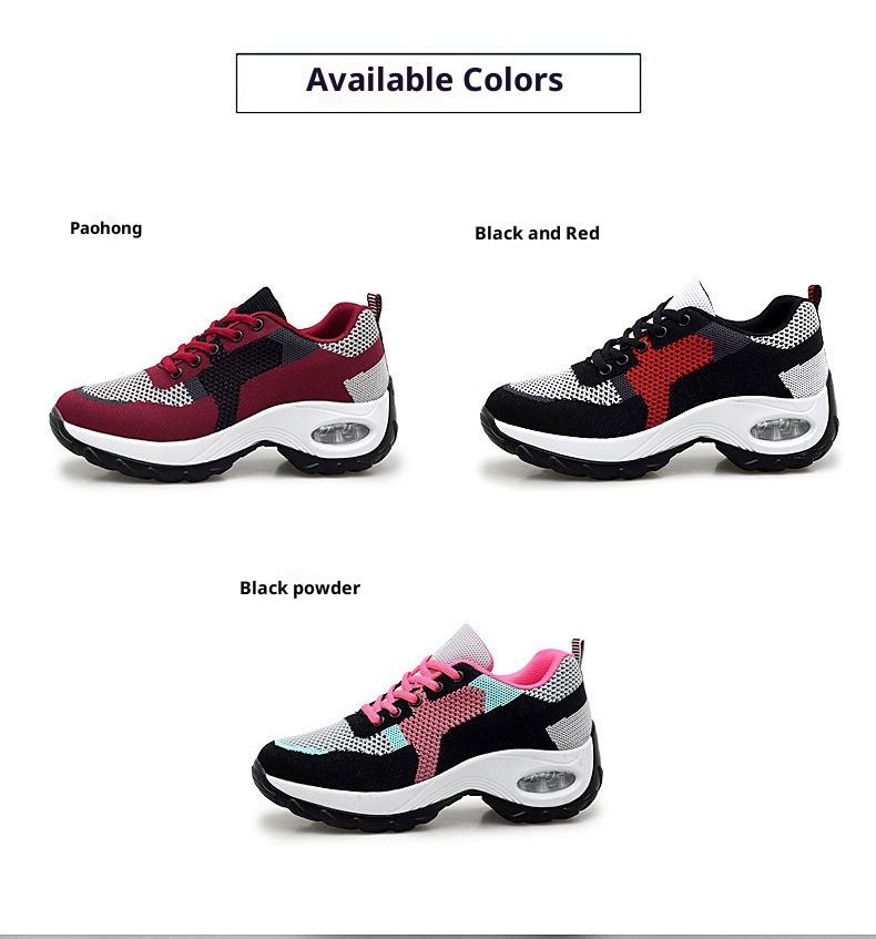 ShoeGlobe Foreign Trade Printemps Été Nouvelles Baskets respirantes en maille avec coussin d'air pour femmes, style maman, rehaussantes et tendance_voghion.com