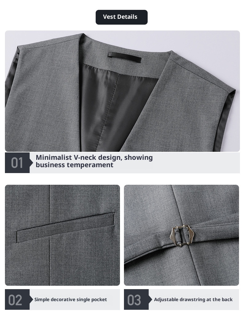 Completo da uomo unisex professionale per affari, vendite immobiliari, banche, lavoro, colloqui formali, set da tre pezzi_voghion.com