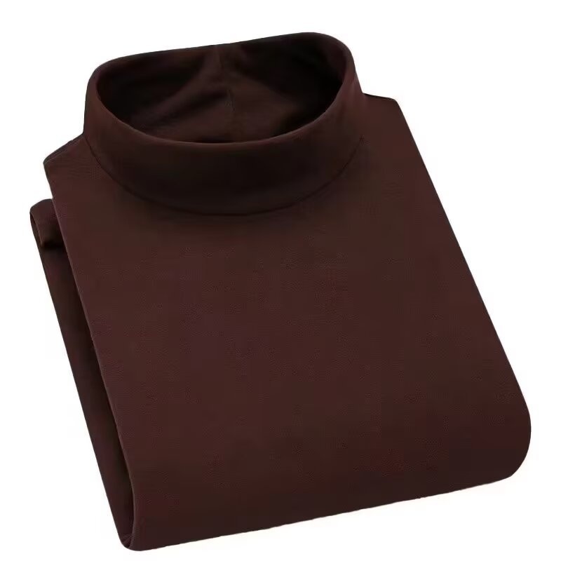 ragazzo Ragazzo 2024 Autunno Inverno Uomo Strato Doppia Faccia Termica Manica Lunga T-Shirt Base Maglietta Mezza Dolcevita_voghion.com