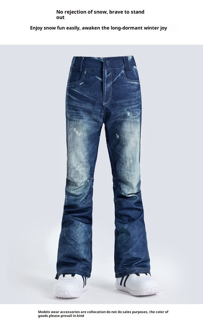 001 Gsousnow Damen-Skihose aus Denim, wind- und wasserdicht, schmal geschnitten, ideal für Reisen im Nordosten der USA, Winter, Outdoor, Snowboarden und Schneeschuhwandern._voghion.com