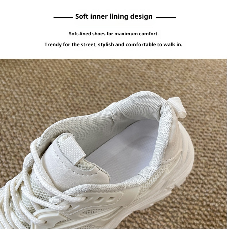 ShoeGlobe 2025 Autumn New Thick-Soled Breathable Single-Lined Platform Dad Shoes Sports Super High Heel Cat Leg White Sneakers For_voghion.com