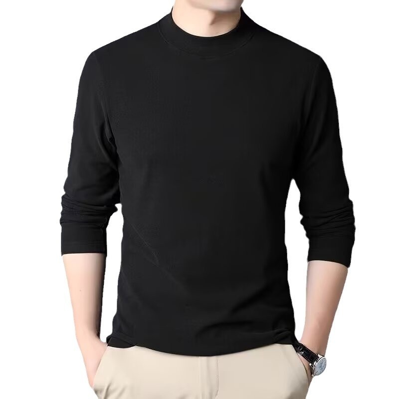 ragazzo Ragazzo 2024 Autunno Inverno Uomo Strato Doppia Faccia Termica Manica Lunga T-Shirt Base Maglietta Mezza Dolcevita_voghion.com