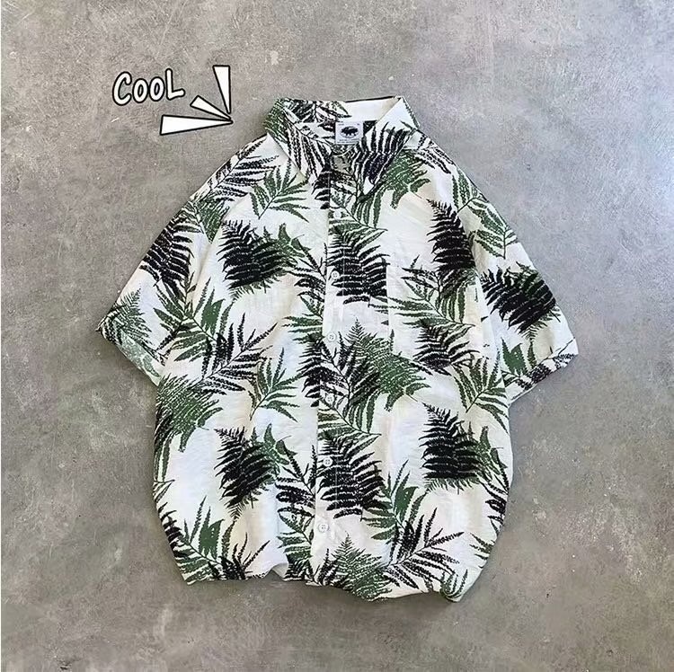 Camicia estiva da uomo ForMen, a maniche corte, ampia e ad asciugatura rapida, stampata, adatta per le vacanze in spiaggia e in viaggio, taglie forti_voghion.com