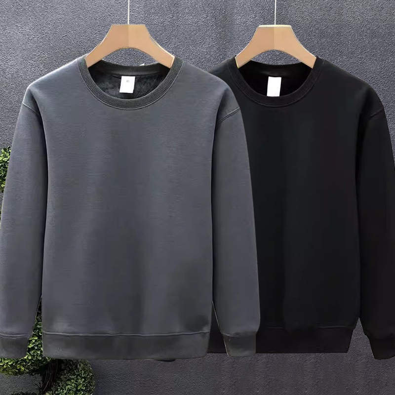 Erkek Çocuk Sweatshirt İlkbahar Sonbahar Yeni Kore Stili Trend Bol Yuvarlak Yaka Düz Renk Uzun Kollu Tişört Çok Yönlü Günlük_voghion.com