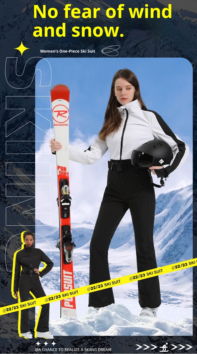 001 Nuova tuta da donna monopezzo professionale impermeabile calda vestibilità slim doppia tavola stile americano giacca da sci transfrontaliera e_voghion.com