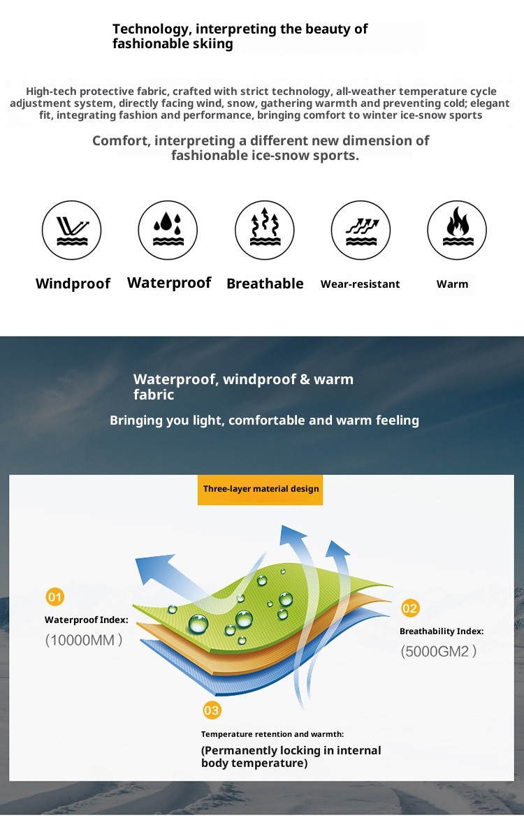 001 Women's Ski Suit BIMODAL Ice Track Single Double Board Mountaineering Outdoor Skiing Windproof Waterproof Warm Top_voghion.com