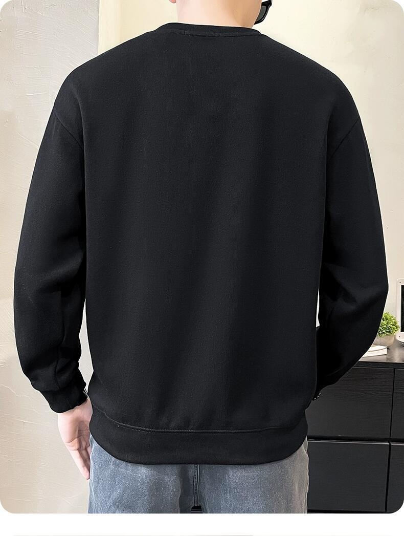 Erkek Çocuk Sweatshirt Yuvarlak Yaka Sonbahar Kış Yeni Bol Kalın Polar Uzun Kollu Kazak Moda Günlük Çok Yönlü Taban_voghion.com