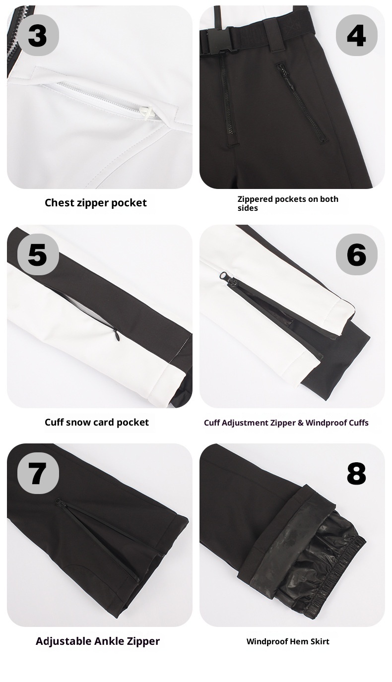 001 Nuova tuta da donna monopezzo professionale impermeabile calda vestibilità slim doppia tavola stile americano giacca da sci transfrontaliera e_voghion.com