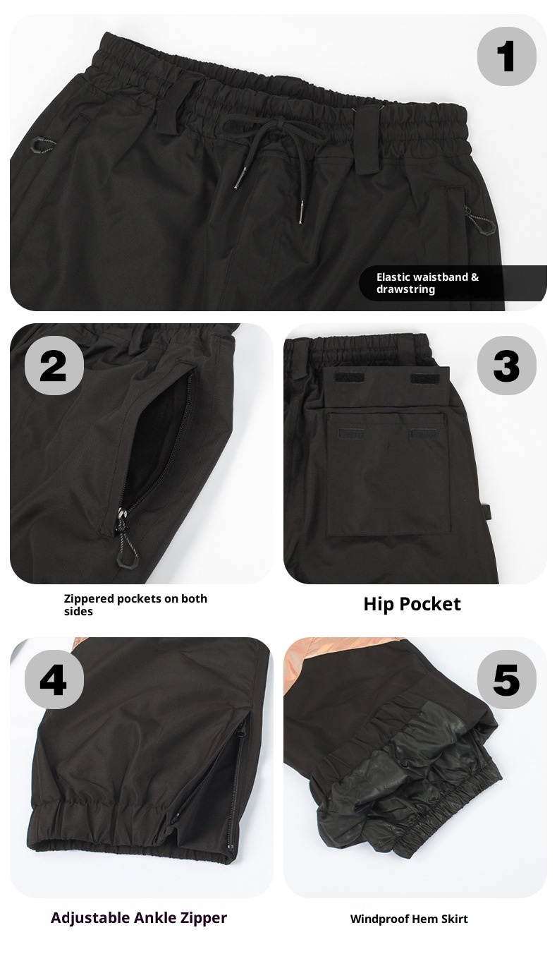 001 23 Winter New Large Size Snow Men Loose Windproof Waterproof Breathable Warm Glow-in-the-Dark Ski Pants Women Snowboard_voghion.com