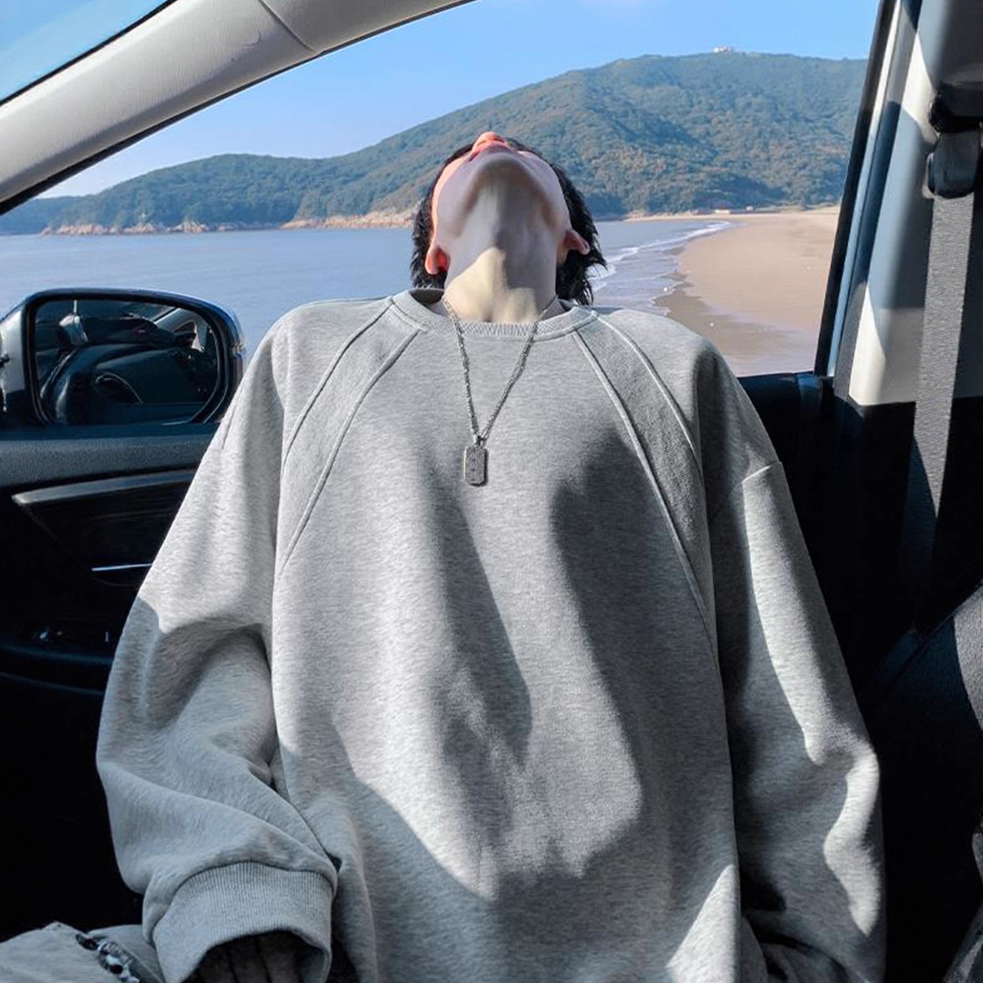 Sweat-shirt ample et épais pour homme, style américain, col rond, coupe classique tendance, idéal pour le printemps et l'automne._voghion.com