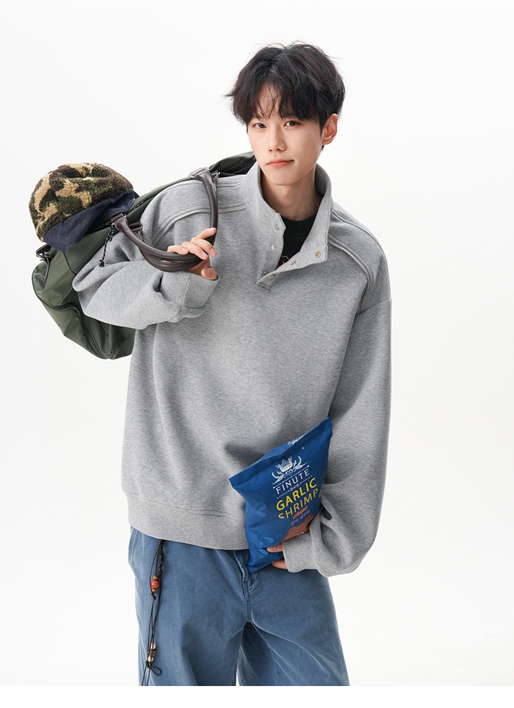 Boy Boy 280G Schweres Sweatshirt im amerikanischen Stil mit Stehkragen für Damen und Herren, lässiger Pullover im Herbst-Design, locker geschnitten_voghion.com