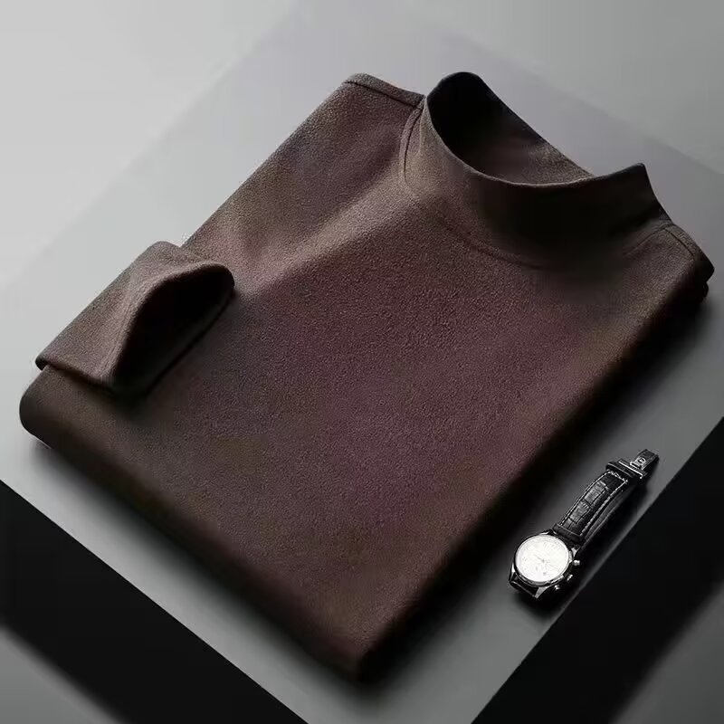 ragazzo Ragazzo 2024 Autunno Inverno Uomo Strato Doppia Faccia Termica Manica Lunga T-Shirt Base Maglietta Mezza Dolcevita_voghion.com