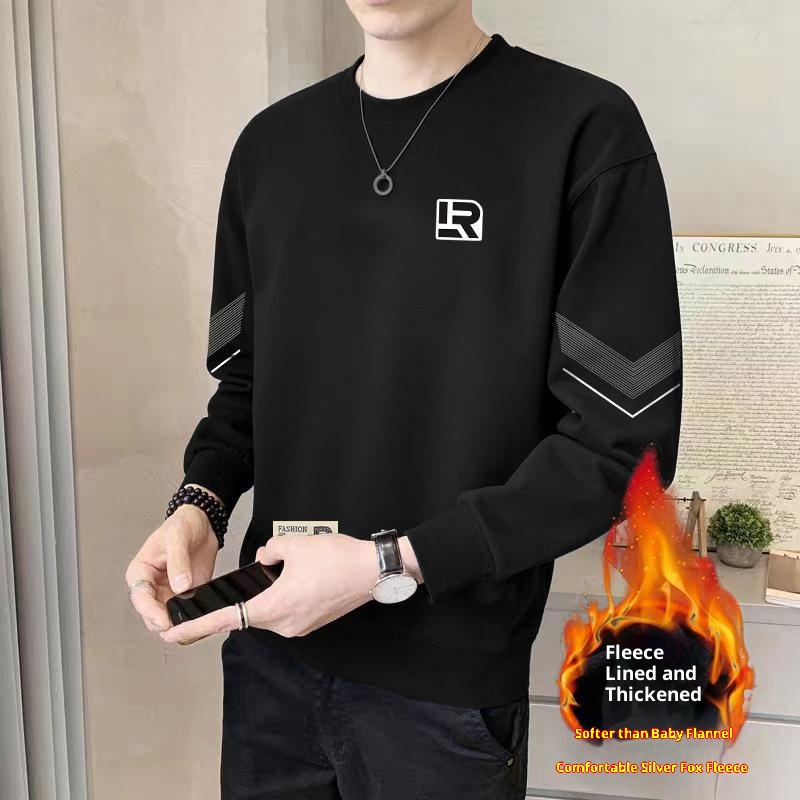 Erkek Çocuk Sweatshirt Yuvarlak Yaka Sonbahar Kış Yeni Bol Kalın Polar Uzun Kollu Kazak Moda Günlük Çok Yönlü Taban_voghion.com