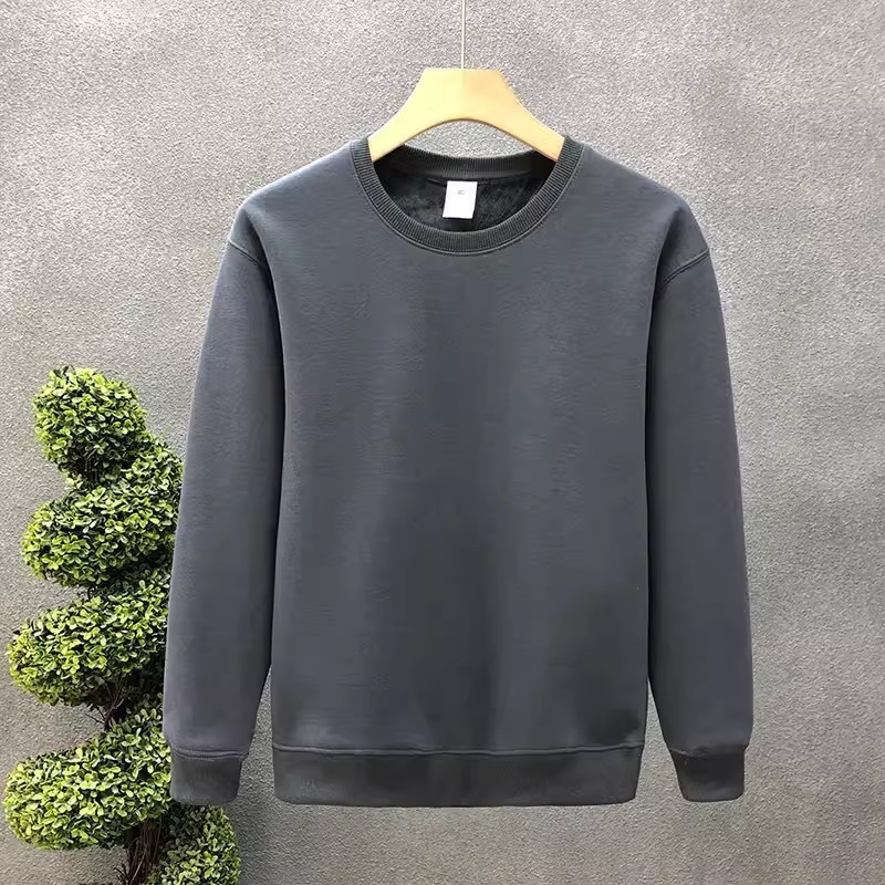 Erkek Çocuk Sweatshirt İlkbahar Sonbahar Yeni Kore Stili Trend Bol Yuvarlak Yaka Düz Renk Uzun Kollu Tişört Çok Yönlü Günlük_voghion.com