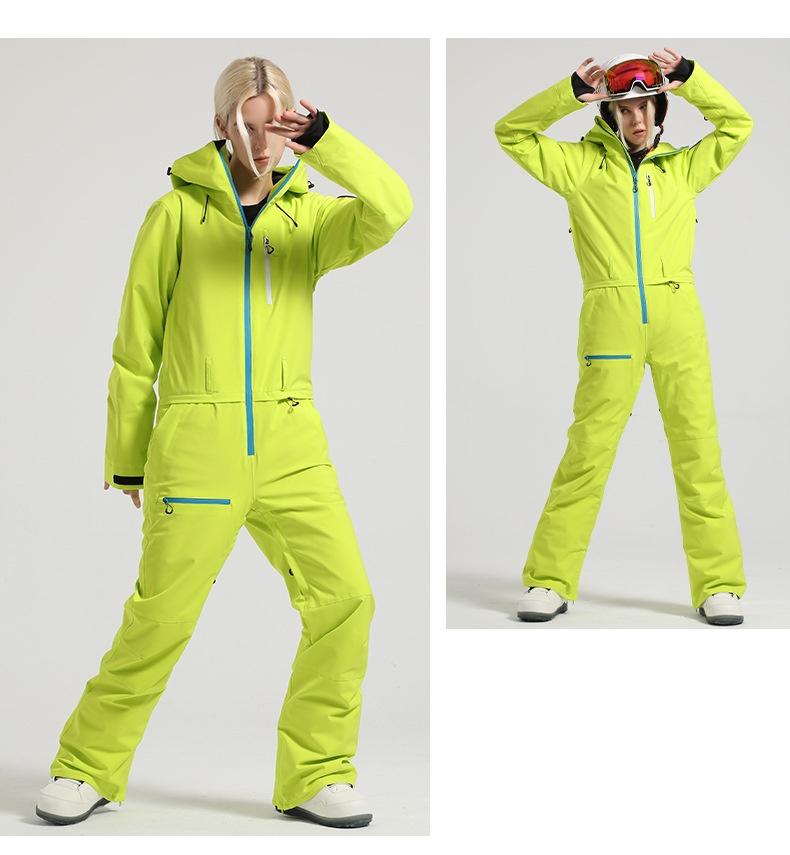 Conjunto de pantalón y traje de esquí profesional de una pieza para mujer, estilo freestyle, resistente al viento, impermeable y de color liso (001). Ideal para snowboard, estilo libre y con doble tabla._voghion.com