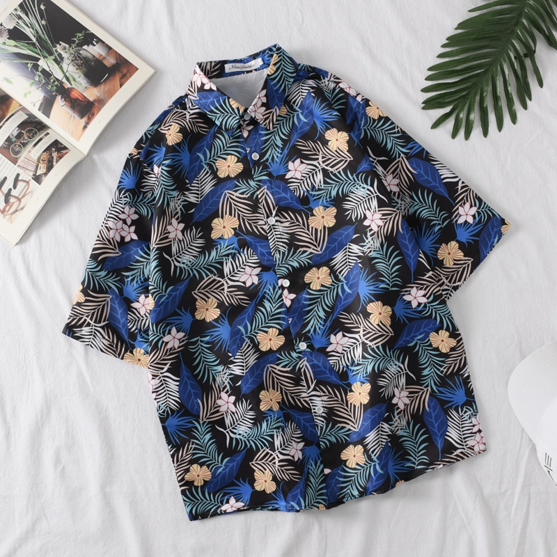 Camicia estiva da uomo ForMen, a maniche corte, ampia e ad asciugatura rapida, stampata, adatta per le vacanze in spiaggia e in viaggio, taglie forti_voghion.com