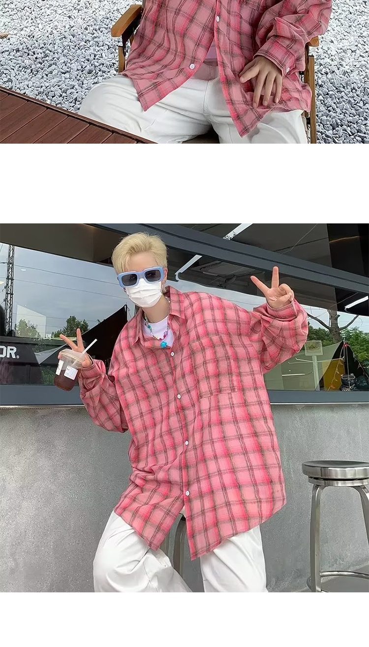 ForMen American Retro Yellow Plaid Shirt For Men, Spring And Autumn Long Sleeve Loose Casual Top With Design Sense_voghion.com