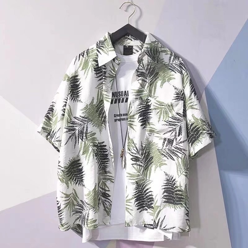 Camicia estiva da uomo ForMen, a maniche corte, ampia e ad asciugatura rapida, stampata, adatta per le vacanze in spiaggia e in viaggio, taglie forti_voghion.com