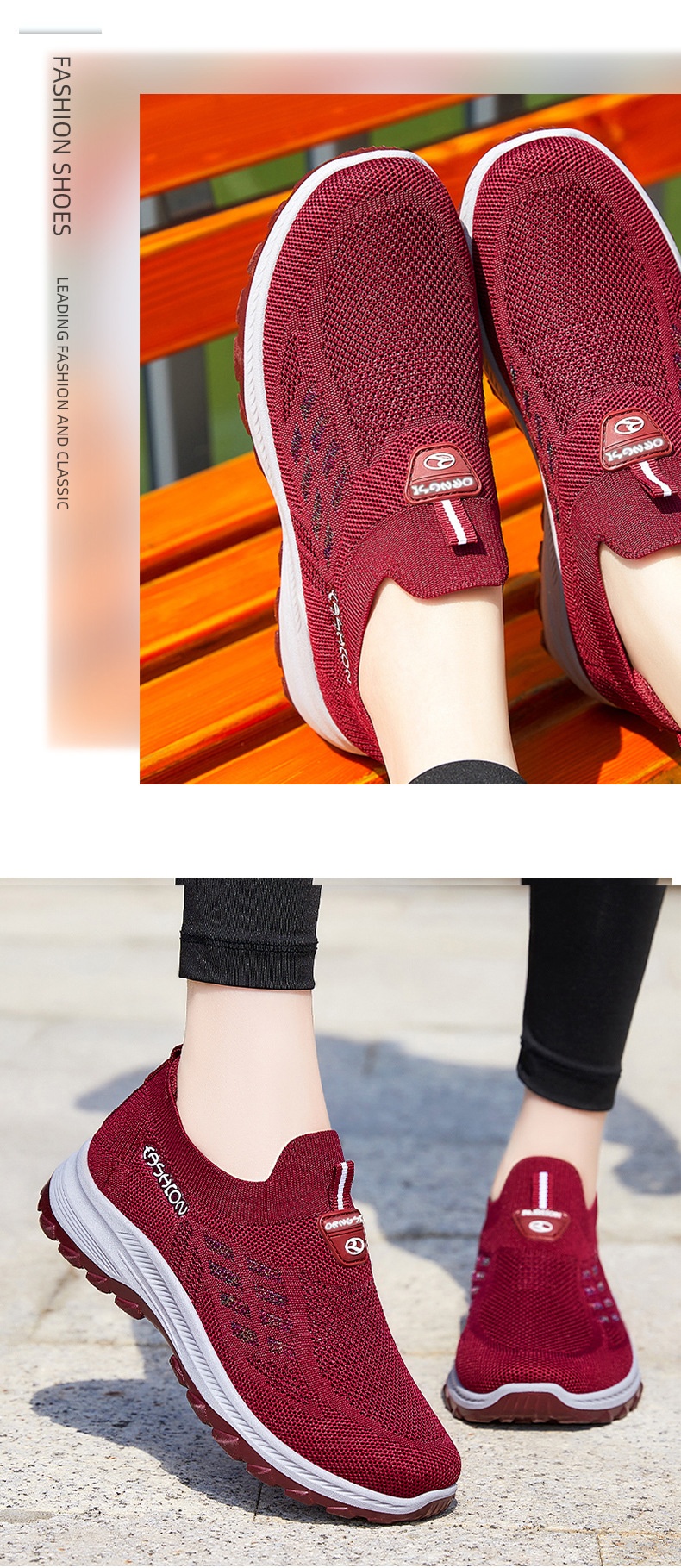 ShoeGlobe 2025 Autumn New Women's Walking, Breathable Slip-On Soft Sole Shoes For Middle-Aged And Elderly Mothers, Wholesale_voghion.com