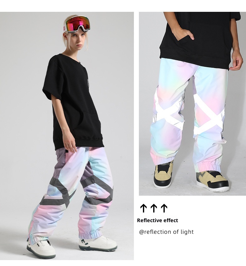 001 23 Winter New Large Size Snow Men Loose Windproof Waterproof Breathable Warm Glow-in-the-Dark Ski Pants Women Snowboard_voghion.com