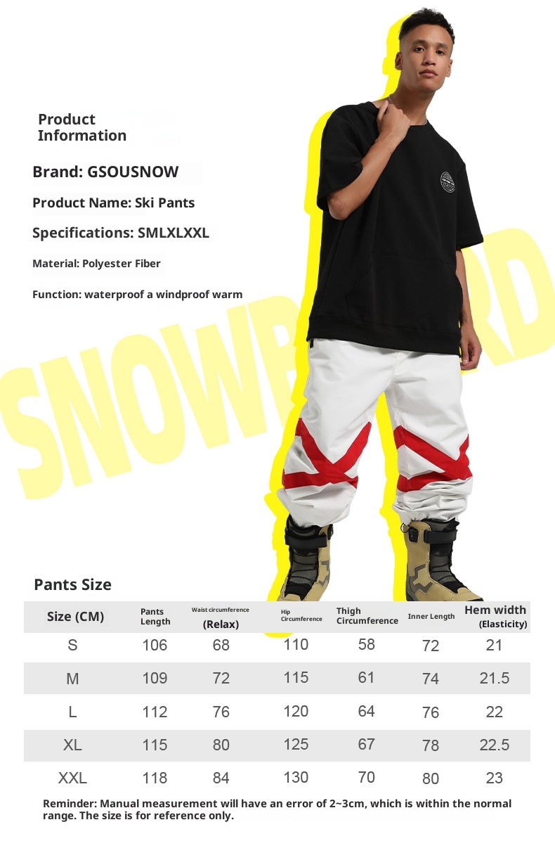 001 23 Winter New Large Size Snow Men Loose Windproof Waterproof Breathable Warm Glow-in-the-Dark Ski Pants Women Snowboard_voghion.com