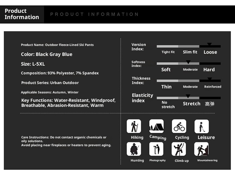 001 Cross-Border Outdoor Soft Shell Fleece-Lined Thickened Winter Warm Skiing Hiking Loose Windproof Waterproof Softshell_voghion.com