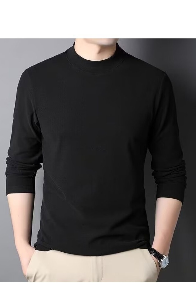 ragazzo Ragazzo 2024 Autunno Inverno Uomo Strato Doppia Faccia Termica Manica Lunga T-Shirt Base Maglietta Mezza Dolcevita_voghion.com