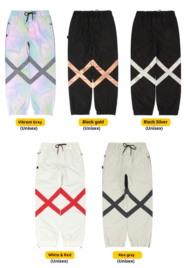 001 23 Winter New Large Size Snow Men Loose Windproof Waterproof Breathable Warm Glow-in-the-Dark Ski Pants Women Snowboard_voghion.com